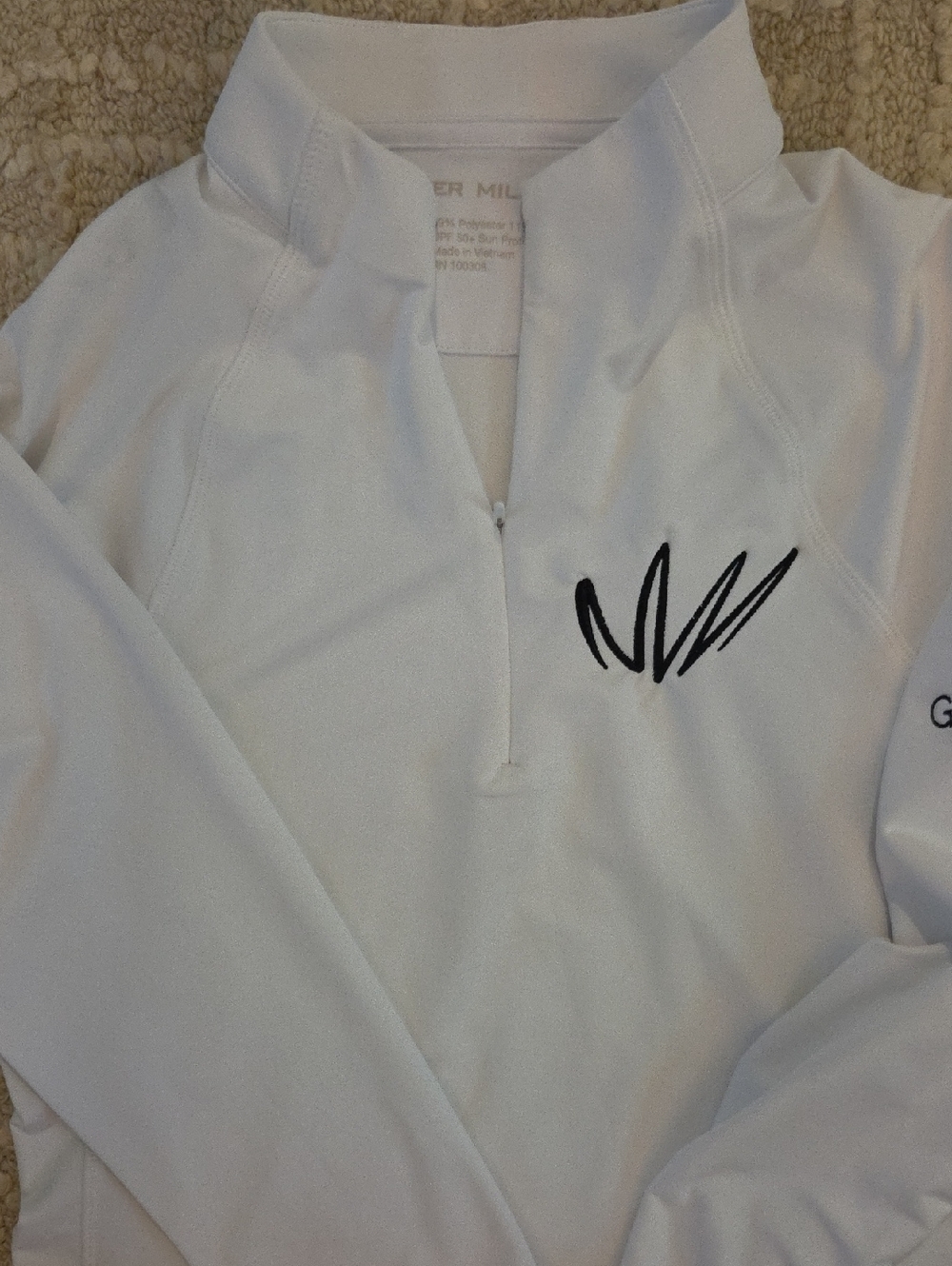 Peter Millar White Quarter-Zip Pullover with Embroidery, S